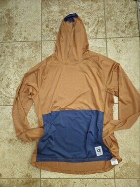 Club Ride Apparel Two-Tone Hooded Sun Shirt in Rust and Navy